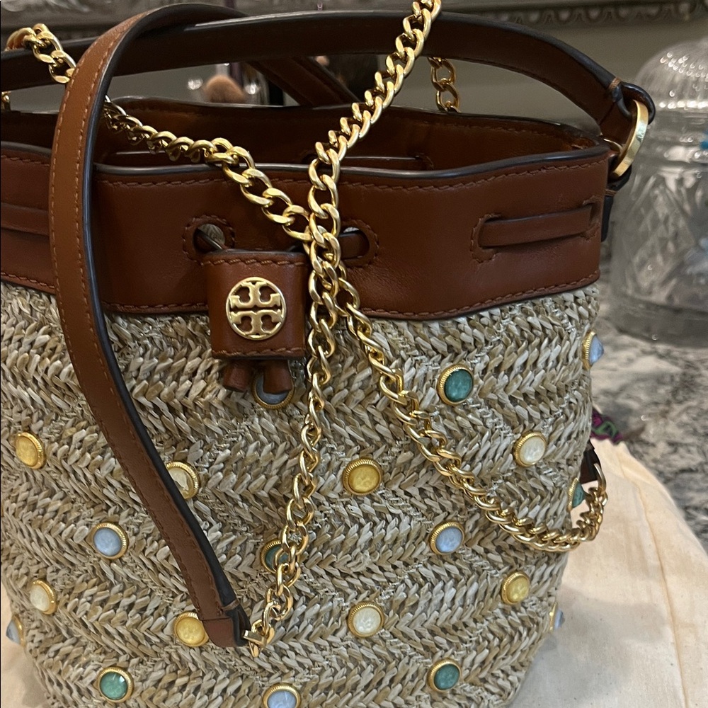 Brown and Gold Embellished Women Bag - Picture 3 of 5